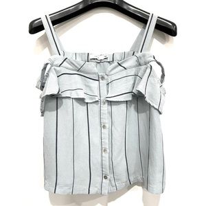 LUSH Cold Shoulder Button Down Blue Top